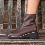 Pulse Wide Fit Brown Wedged Ankle Boots