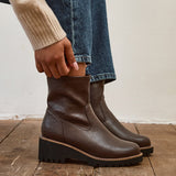 Pulse Wide Fit Brown Wedged Ankle Boots