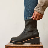 Pulse Wide Fit Black Wedged Ankle Boots