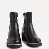 Pulse Wide Fit Black Wedged Ankle Boots