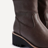 Pulse Wide Fit Brown Wedged Ankle Boots