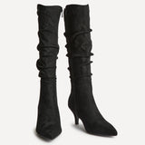 Purpose Black Kitten Heel High Leg Boots