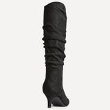 Purpose Black Kitten Heel High Leg Boots