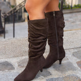 Purpose Brown Kitten Heel High Leg Boots