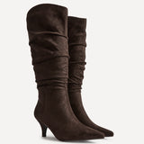 Purpose Brown Kitten Heel High Leg Boots