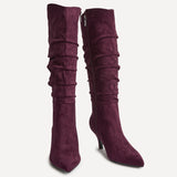Purpose Burgundy Kitten Heel High Leg Boots