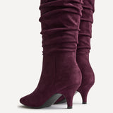 Purpose Burgundy Kitten Heel High Leg Boots