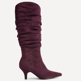 Purpose Burgundy Kitten Heel High Leg Boots