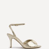 Parlour Gold Faux Leather Peep Toe Heels