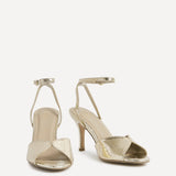 Parlour Gold Faux Leather Peep Toe Heels