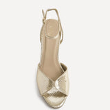 Parlour Gold Faux Leather Peep Toe Heels