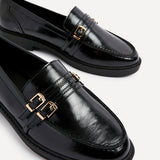Portland Black Faux Leather Loafers
