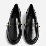 Portland Black Faux Leather Loafers