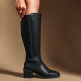 Reason Black Block Heel Long Boots
