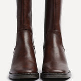 Reason Brown Block Heel Long Boots