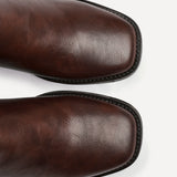 Reason Brown Block Heel Long Boots