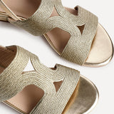 Reeva Gold Slingback Block Heel Sandals