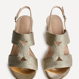 Reeva Gold Slingback Block Heel Sandals