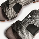 Reeva Pewter Slingback Block Heel Sandals