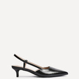 Refined Black Slingback Kitten Heels