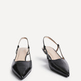Refined Black Slingback Kitten Heels