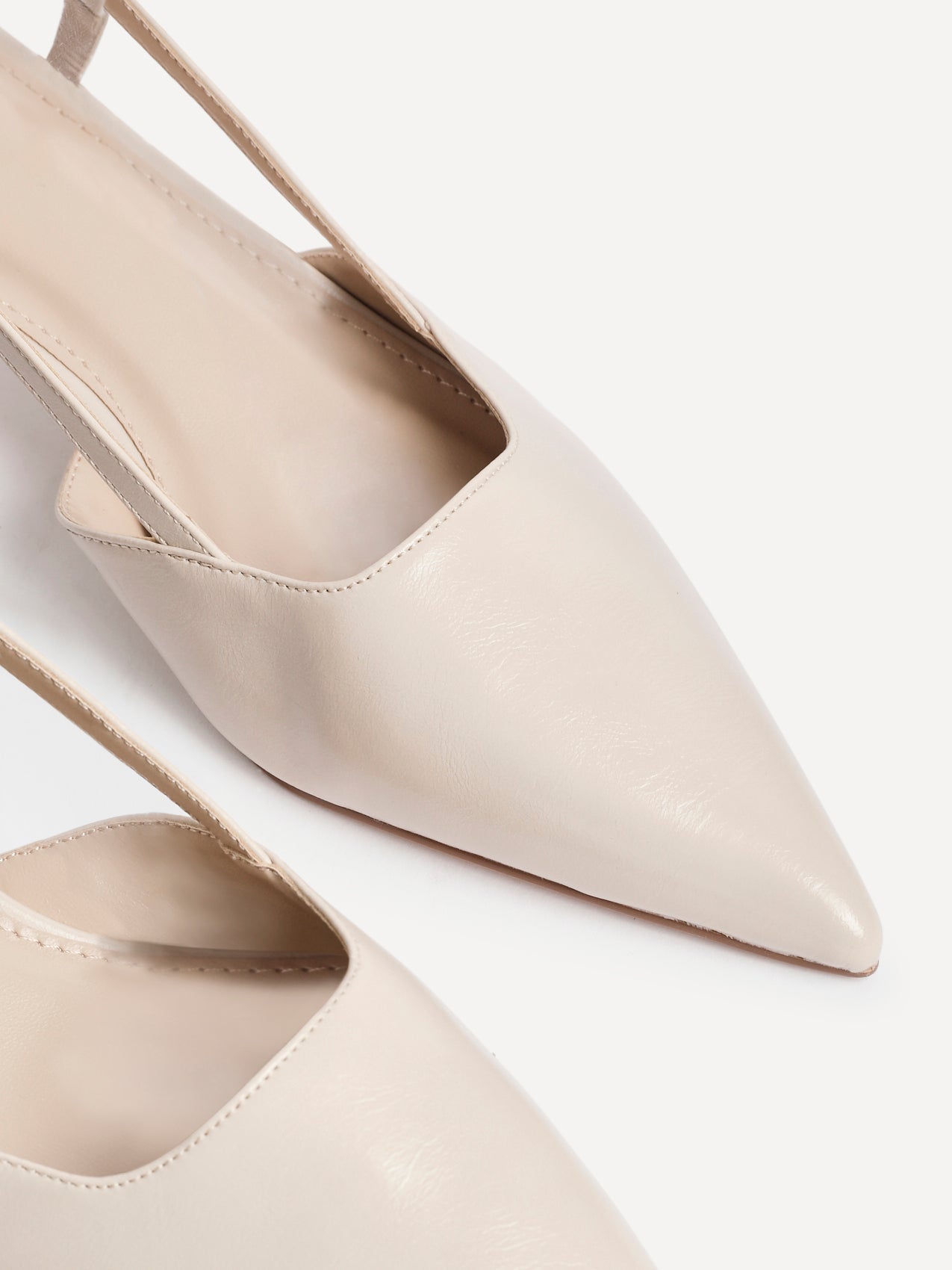 Nude Faux Leather Slingback Kitten Court Heels – Linzi