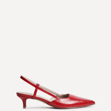Refined Red Slingback Kitten Heels