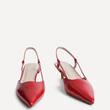 Refined Red Slingback Kitten Heels