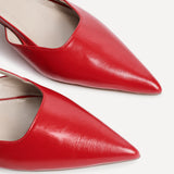 Refined Red Slingback Kitten Heels