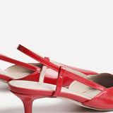 Refined Red Slingback Kitten Heels