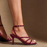 Reflect Wide Fit Burgundy Strappy Heels