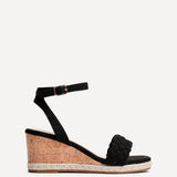 Regan Black Faux Suede Wedge Sandals