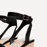 Regan Black Faux Suede Wedge Sandals