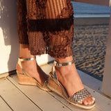 Regan Gold Faux Leather Wedge Sandals