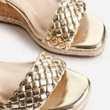 Regan Gold Faux Leather Wedge Sandals
