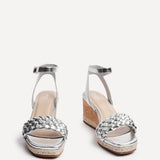 Regan Silver Faux Leather Wedge Sandals