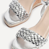 Regan Silver Faux Leather Wedge Sandals