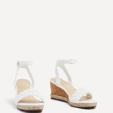 Regan White Faux Leather Wedge Sandals