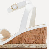 Regan White Faux Leather Wedge Sandals