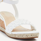 Regan White Faux Leather Wedge Sandals