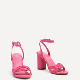 Regina Pink Faux Leather Intertwined Heels