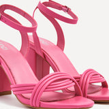 Regina Pink Faux Leather Intertwined Heels