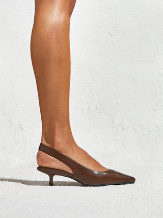 Reign Brown Faux Leather Court Heels