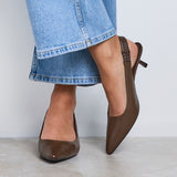 Reign Brown Faux Leather Court Heels