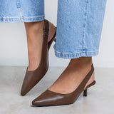 Reign Brown Faux Leather Court Heels
