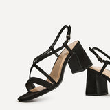 Remain Wide Fit Black Heeled Sandals