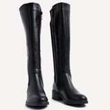Renae Black Faux Leather Riding Boots