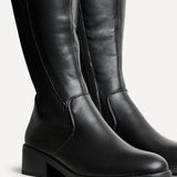 Renae Black Faux Leather Riding Boots