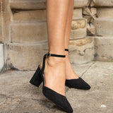 Rendall Black Faux Suede Court Heels