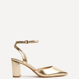 Rendall Gold Faux Leather Court Heels